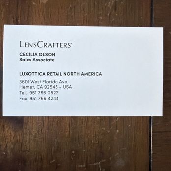 LensCrafters - Business card - Eyewear & Opticians Near Me - Hemet, California LensCrafters - Business card - Eyewear & Opticians Near Me - Hemet, California