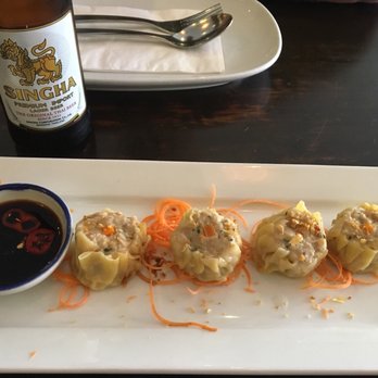 Saute Thai Restaurant - Kanom Jeeb- a fresh steamed dumpling filled with prawns and chicken. - Thai Near Me - Parramatta, NSW