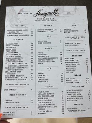 Menu photo 2 The Honeysuckle Fischer, TX
