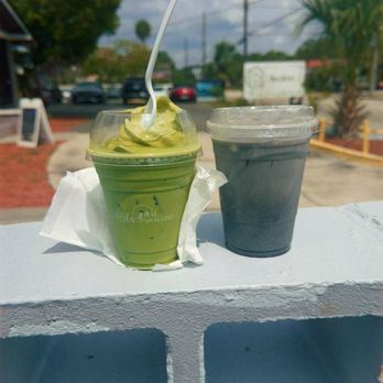 Premium Matcha Cafe Maiko - Black sesame latte and Matcha frappe with matcha ice cream. - Desserts Near Me - Orlando, Florida Premium Matcha Cafe Maiko - Black sesame latte and Matcha frappe with matcha ice cream. - Desserts Near Me - Orlando, Florida