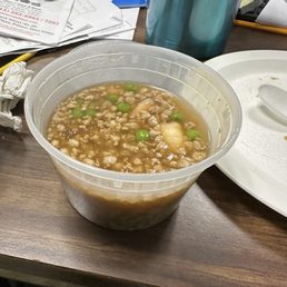 I didn't start eating yet. Why is the Shrimp and Lobster Sauce missing 1/3 of the container? I didn't start eating yet. Why is the Shrimp and Lobster Sauce missing 1/3 of the container?