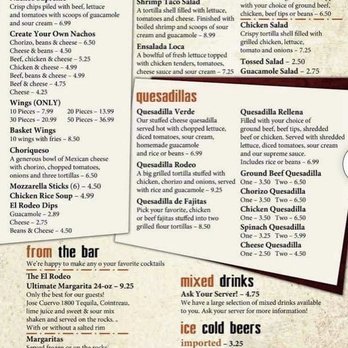 El Rodeo Mexican Restaurant - Menu - appetizers, green, quesadillas, alcoholic beverages - Mexican Near Me - Decatur, Illinois