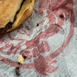 Wendy's - burned edges, grizzle, stale crumbs, hard cheese - yuck