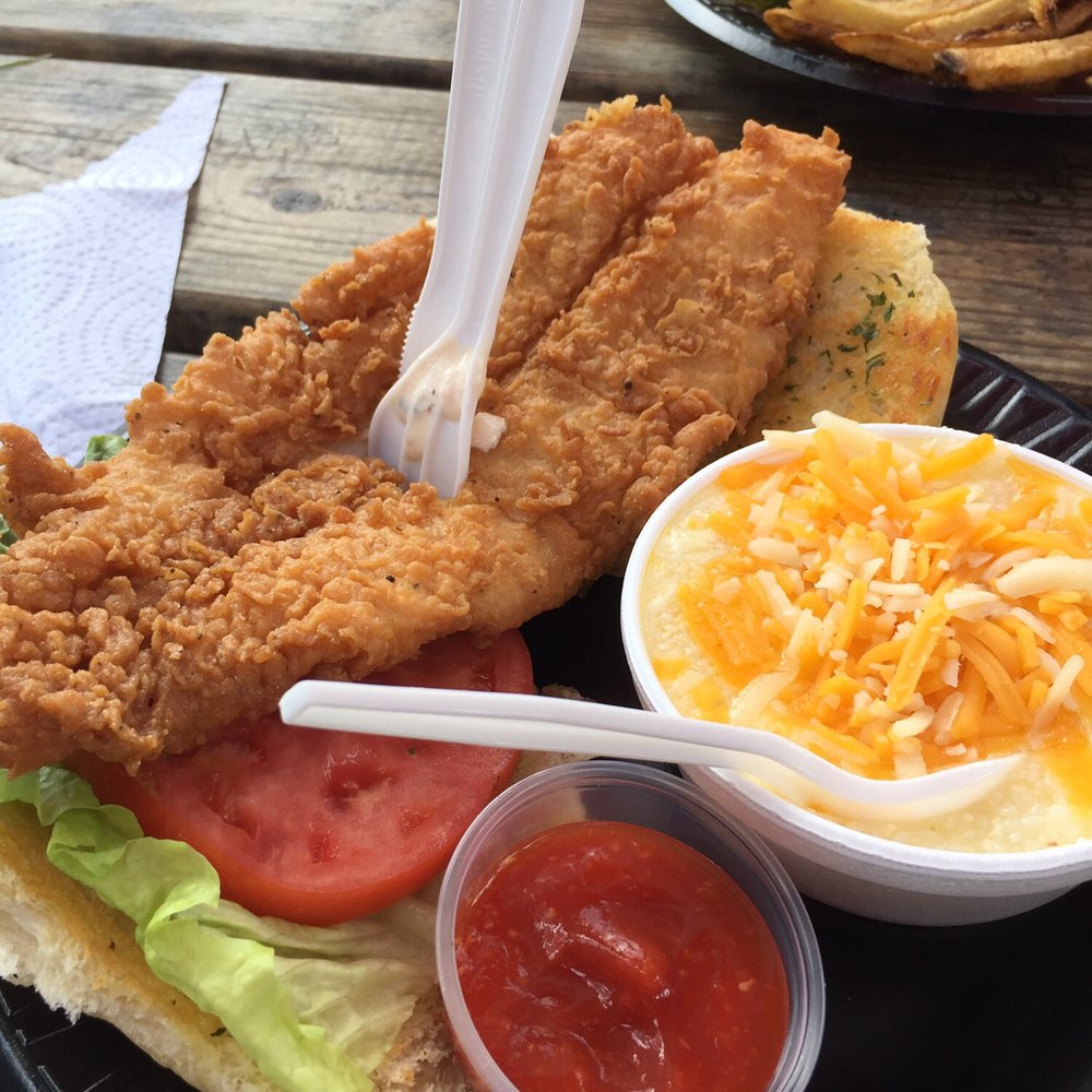 Rhinehart's Oyster Bar - Wow $7.99 for catfish po boy lunch special with cheesy grits. - Seafood Near Me - Augusta, Georgia Rhinehart's Oyster Bar - Wow $7.99 for catfish po boy lunch special with cheesy grits. - Seafood Near Me - Augusta, Georgia