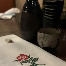 Nikki's Gourmet and Sushi - Lychee sake and pretty napkin