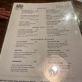 Pairfield Pizza & Pints - Menu 1 - Pizza Near Me - San Ramon, California