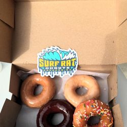 Surf Rat Donuts - Maple vanilla chocolate Anne strawberry with sprinkles