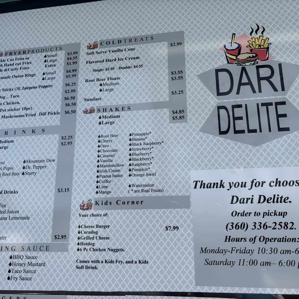 The Dari Delite - Menu - Burgers Near Me - Mount Vernon, Washington The Dari Delite - Menu - Burgers Near Me - Mount Vernon, Washington