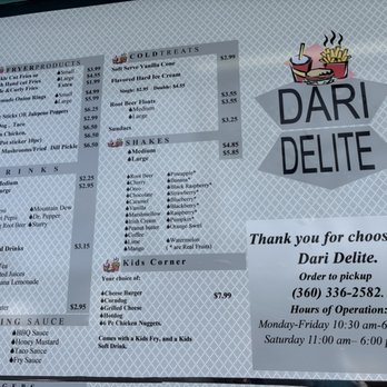 The Dari Delite - Menu - Burgers Near Me - Mount Vernon, Washington