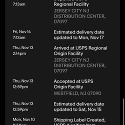 US Post Office - Tracking showing it was mailed Monday but Westfield didn't move the package out of their facility until Thursday.