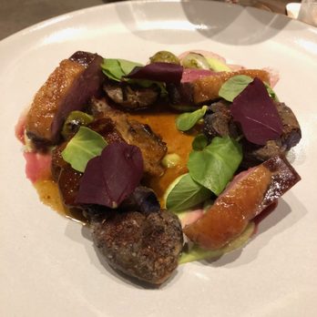 Sepia - Rohan Duck (fermented ramps, olives, chimichurri - $36) - New American Near Me - Chicago, Illinois Sepia - Rohan Duck (fermented ramps, olives, chimichurri - $36) - New American Near Me - Chicago, Illinois