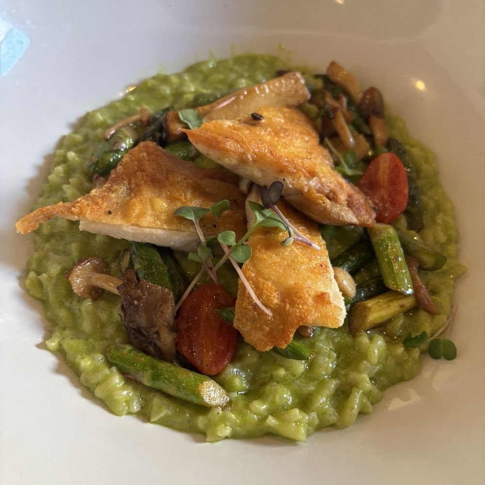 Farmers Grain Kitchen + Cellar - Crispy Chicken Thigh Rissotto - New American Near Me - Edmond, Oklahoma Farmers Grain Kitchen + Cellar - Crispy Chicken Thigh Rissotto - New American Near Me - Edmond, Oklahoma