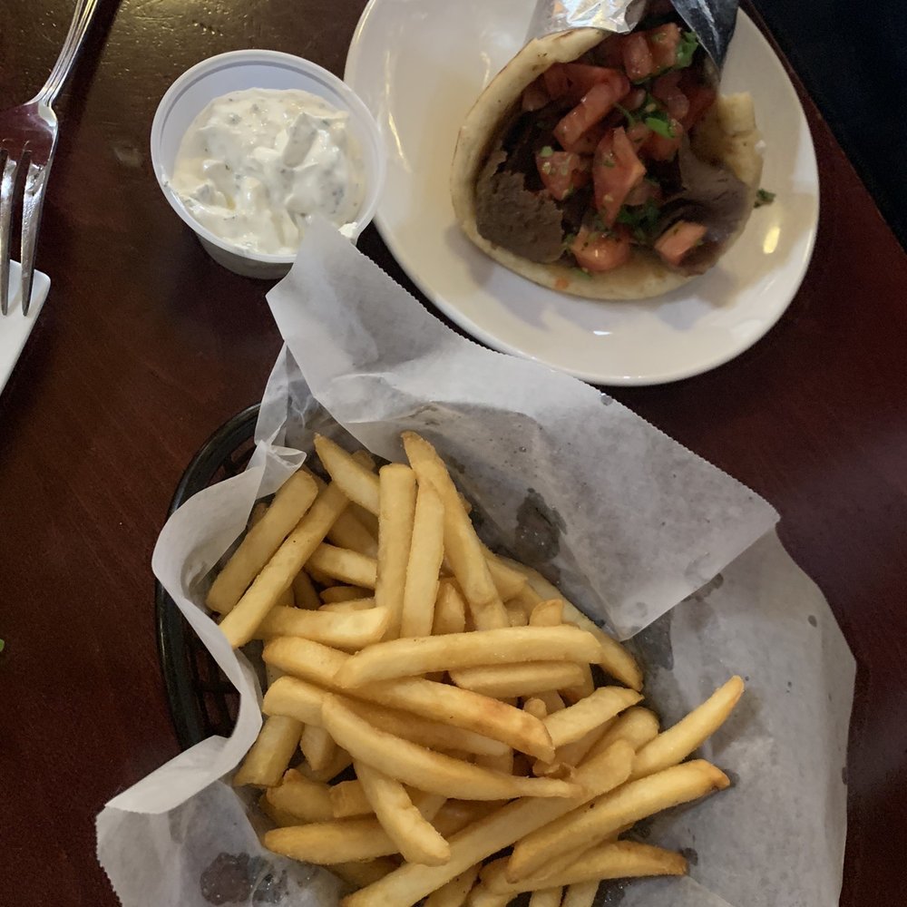 Samos Restaurant - Sliced gyro with Tzatziki and French Fries - Greek Near Me - Baltimore, Maryland Samos Restaurant - Sliced gyro with Tzatziki and French Fries - Greek Near Me - Baltimore, Maryland