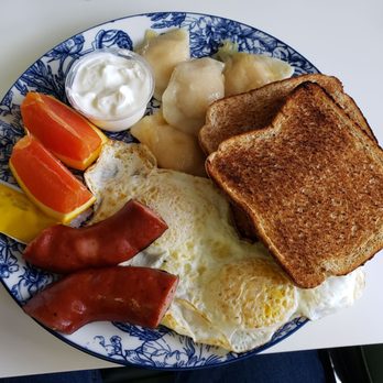 Saskitoba Diner - Prairie breakfast.  Basically a standard breakfast but with perogies instead of potatoes. $14.00 in 2022. - Ukrainian Near Me - Nisku, Alberta