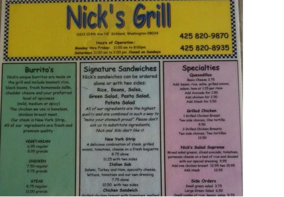 Menu photo 5 Nick's Grill Kirkland, WA Menu photo 5 Nick's Grill Kirkland, WA