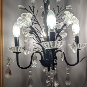 Majestic Oak Winery - a crystal chandelier with five lights - Wineries Near Me - Grand Rapids, Ohio