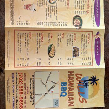 Wills Hawaiian BBQ - Menu 11/2/2025 - Hawaiian Near Me - Henderson, Nevada Wills Hawaiian BBQ - Menu 11/2/2025 - Hawaiian Near Me - Henderson, Nevada