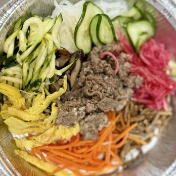 BCD Tofu House - Beef Bibimbap (before mixing) - Korean Near Me - New York, New York BCD Tofu House - Beef Bibimbap (before mixing) - Korean Near Me - New York, New York
