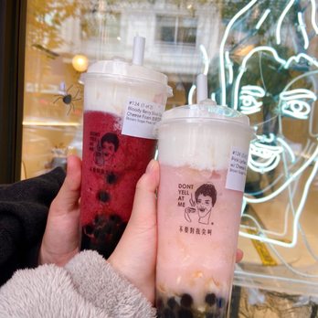 Dont Yell At Me - Bloody Berry Slush Topped w/ Cheese (left), Pink Lychee Slush Topped with Cheese Foam (Right) - Bubble Tea Near Me - Seattle, Washington Dont Yell At Me - Bloody Berry Slush Topped w/ Cheese (left), Pink Lychee Slush Topped with Cheese Foam (Right) - Bubble Tea Near Me - Seattle, Washington