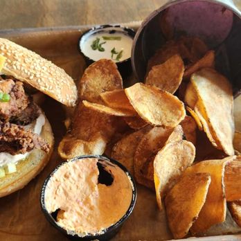 Barn Town Brewing - Crab Rangoon Sando with side of dips & chips - Breweries Near Me - West Des Moines, Iowa Barn Town Brewing - Crab Rangoon Sando with side of dips & chips - Breweries Near Me - West Des Moines, Iowa