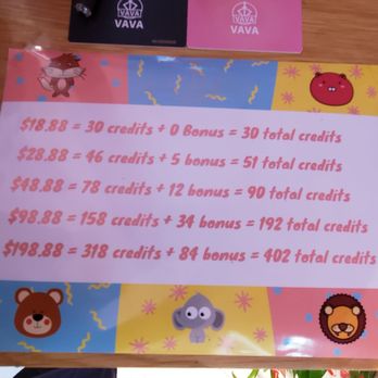 Vava - Conversion cost for game credits - Arcades Near Me - North York, Ontario