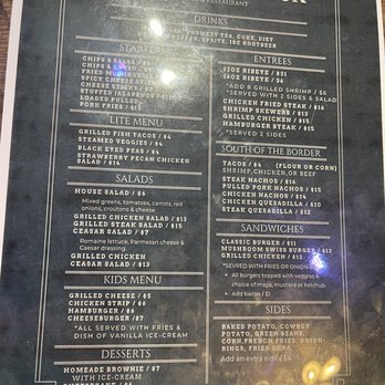 Old Bank Saloon - the menu for the restaurant - Bars Near Me - Quanah, Texas