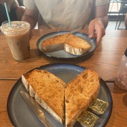 side of toast in the shape of a heart iced latte side of toast in the shape of a heart iced latte