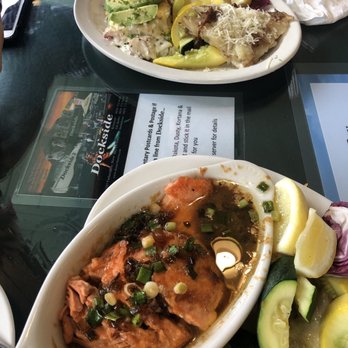 Tognazzini's Dockside - Halibut Provincial & Tequila Splash Salmon Yummy! - Seafood Near Me - Morro Bay, California Tognazzini's Dockside - Halibut Provincial & Tequila Splash Salmon Yummy! - Seafood Near Me - Morro Bay, California