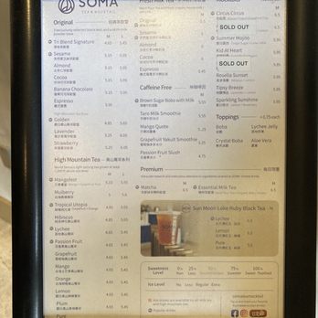 SOMA Tea & Mocktail - Menu - Bubble Tea Near Me - Irvine, California
