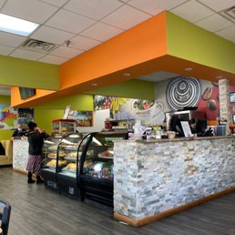 the interior of a bakery