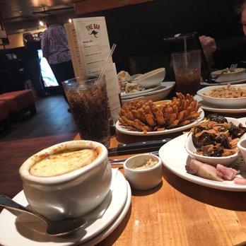 Outback Steakhouse - French onion soup. Blooming onion. Flash fried Brussels sprouts. Prime rib. Fried rice. - Steakhouses Near Me - Northridge, California Outback Steakhouse - French onion soup. Blooming onion. Flash fried Brussels sprouts. Prime rib. Fried rice. - Steakhouses Near Me - Northridge, California