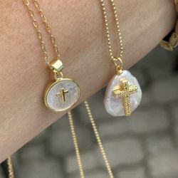 Ardor Boutique - Pearl and cross necklaces for women.