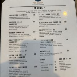 The Pointe - Current menu as of 5/10/26.