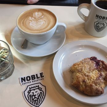 Noble Coffee Roasting - Almond milk latte, press coffee & raspberry scone - Coffee & Tea Near Me - Ashland, Oregon Noble Coffee Roasting - Almond milk latte, press coffee & raspberry scone - Coffee & Tea Near Me - Ashland, Oregon