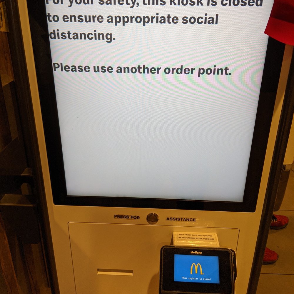 a message on a kiosk