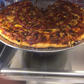 Lozza Mozza Pizza - Close up of taco pizza. inside the heat warmer - Pizza Near Me - Vernon, British Columbia