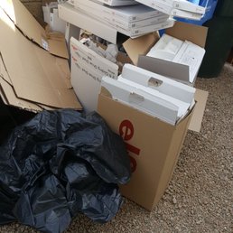 Tradesmen are suppose to take the trash back to their shop, especially after spending a great deal of money.