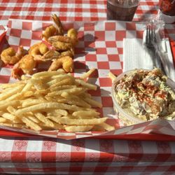 Frye’s Famous Crab Cake - Shrimp, fries, potato salad!