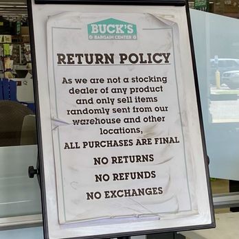 Buck's Bargain Center - No Returns !?!? - Hardware Stores Near Me - Southaven, Mississippi Buck's Bargain Center - No Returns !?!? - Hardware Stores Near Me - Southaven, Mississippi