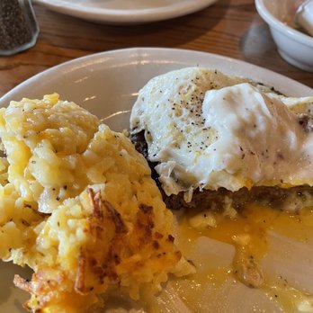 Cracker Barrel Old Country Store - Hamburger steak with two eggs over medium which I put atop the patty and a dollop of country gravy. - Breakfast & Brunch Near Me - Kingsport, Tennessee Cracker Barrel Old Country Store - Hamburger steak with two eggs over medium which I put atop the patty and a dollop of country gravy. - Breakfast & Brunch Near Me - Kingsport, Tennessee