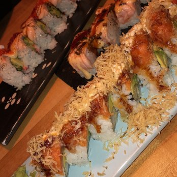 Saku Sushi - Queen roll, pressed salmon sushi, and lion king. All were unbelievable - Sushi Bars Near Me - Toronto, Ontario Saku Sushi - Queen roll, pressed salmon sushi, and lion king. All were unbelievable - Sushi Bars Near Me - Toronto, Ontario