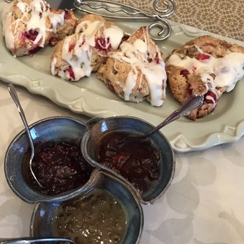 Echo Woods B&B - Homemade cranberry scones with assortment of jams - Bed & Breakfast Near Me - Huntsville, Ontario