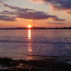 Stone Bridge Park - Sun setting over Lake Monona in March 2019