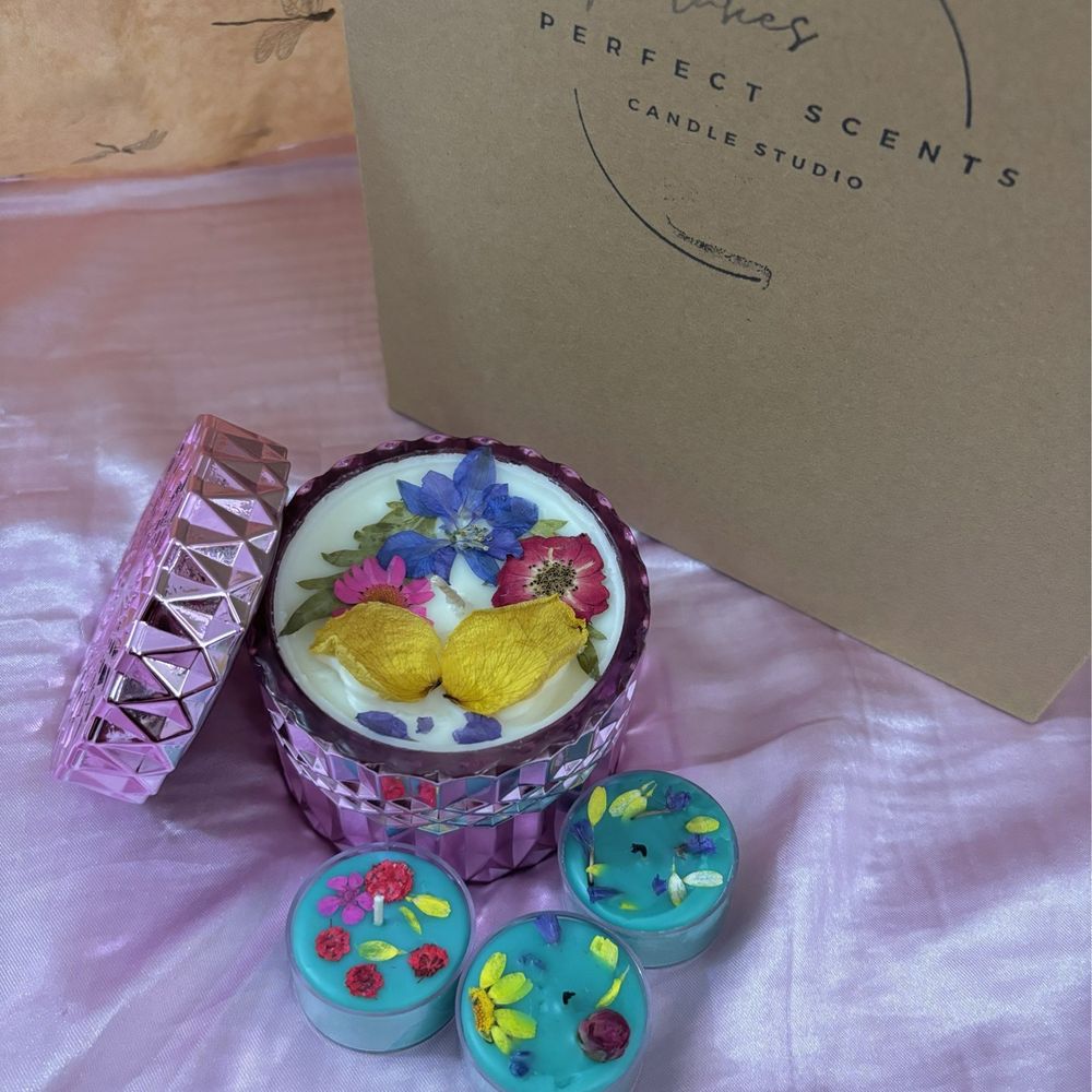 Makes Perfect Scents - Final products! (2 of the tea lights were lit because I tried to move some flowers around at home) - Candle Stores Near Me - Brea, California Makes Perfect Scents - Final products! (2 of the tea lights were lit because I tried to move some flowers around at home) - Candle Stores Near Me - Brea, California