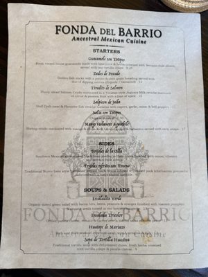 Menu photo 7 Fonda Del Barrio San Diego, CA