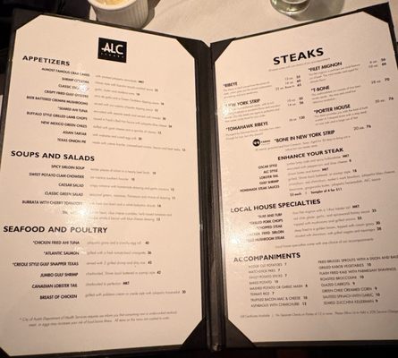 Menu photo 5 ALC Steaks Austin, TX