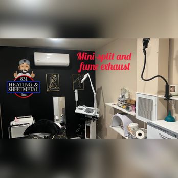 831 Heating & Sheetmetal - Mini-split ductless system in a small salon with a separate localized filtered fume exhaust. - Heating & Air Conditioning/HVAC Near Me 831 Heating & Sheetmetal - Mini-split ductless system in a small salon with a separate localized filtered fume exhaust. - Heating & Air Conditioning/HVAC Near Me