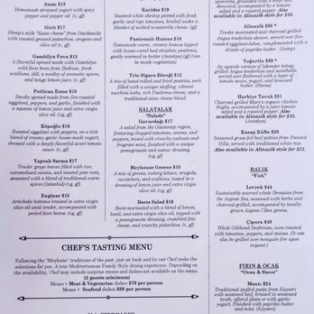 Meyhouse - Menu (Sep 2023) - Turkish Near Me - Sunnyvale, California