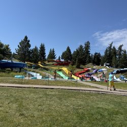 Big Sky Water Park - View from the very large grassy area in front of the slides.