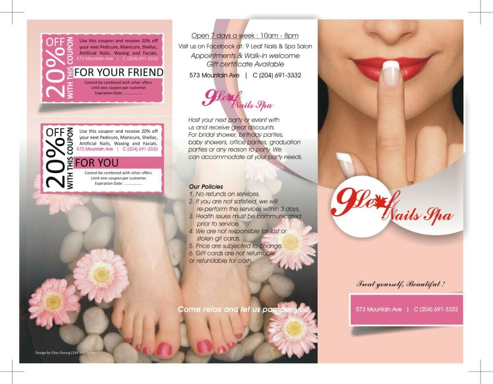9 LEAF NAILS SALON AND SPA 15 Photos 573 Mountain Avenue, Winnipeg, Manitoba, Canada Nail